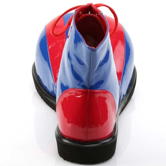FUNTASMA BUMP TOE PATENT LEATHER CLOWN SHOES COSTUME HALLOWEEN BLUE RED - Picture 3 of 5